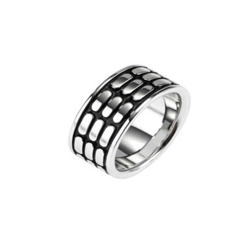 Cudworth Sterling Silver Ring with Enamel Segment Cuts - Theodore Designs