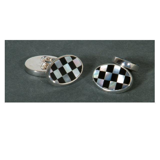Dalaco Sterling Silver Mother of Pearl and Onyx Cufflink - Theodore Designs