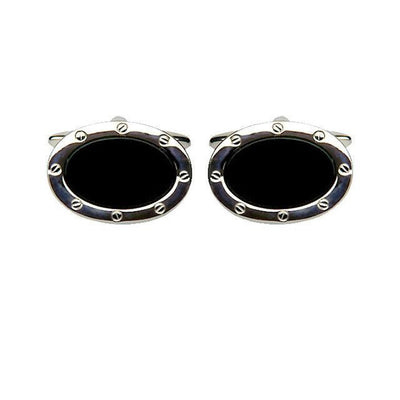 Dalaco Oval Onyx Porthole Cufflinks - Theodore Designs