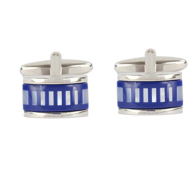 Dalaco Mother of Pearl and Blue Stripe Cufflinks - Theodore Designs