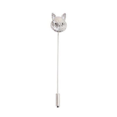 Dalaco Rhodium Plated Fox Head Lapel Pin - Theodore Designs