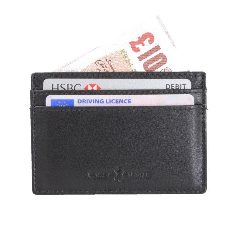 David Aster Amos Black RFID Lined Leather Credit Card Holder - Theodore Designs