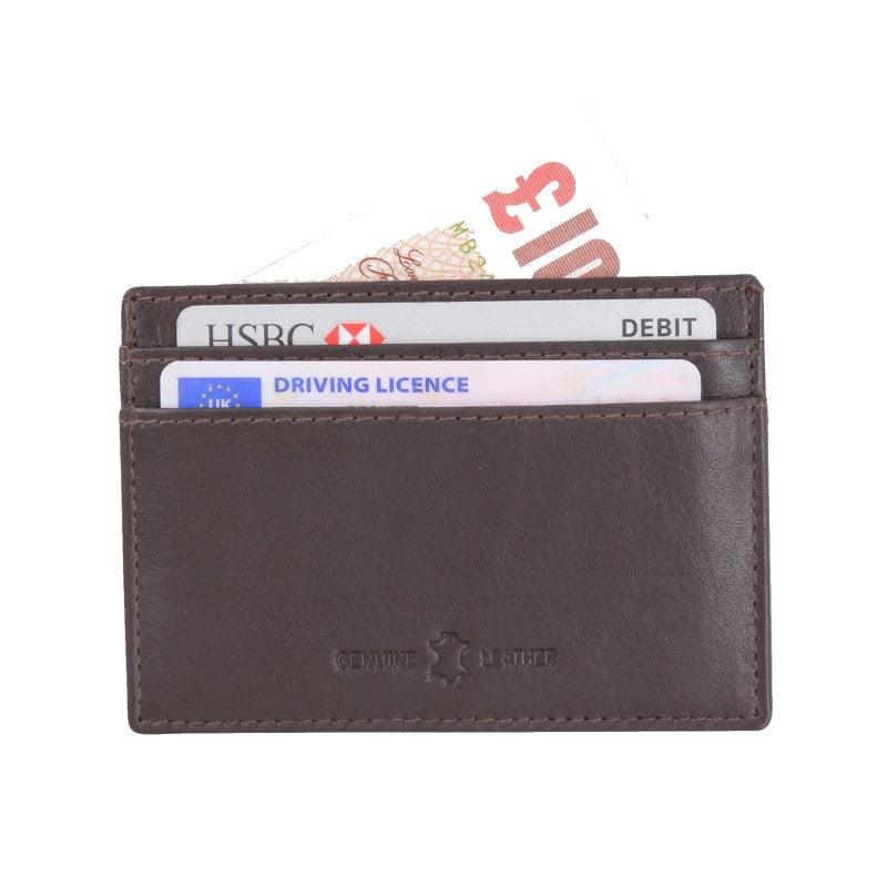 David Aster Amos Brown RFID Lined Leather Credit Card Holder - Theodore Designs