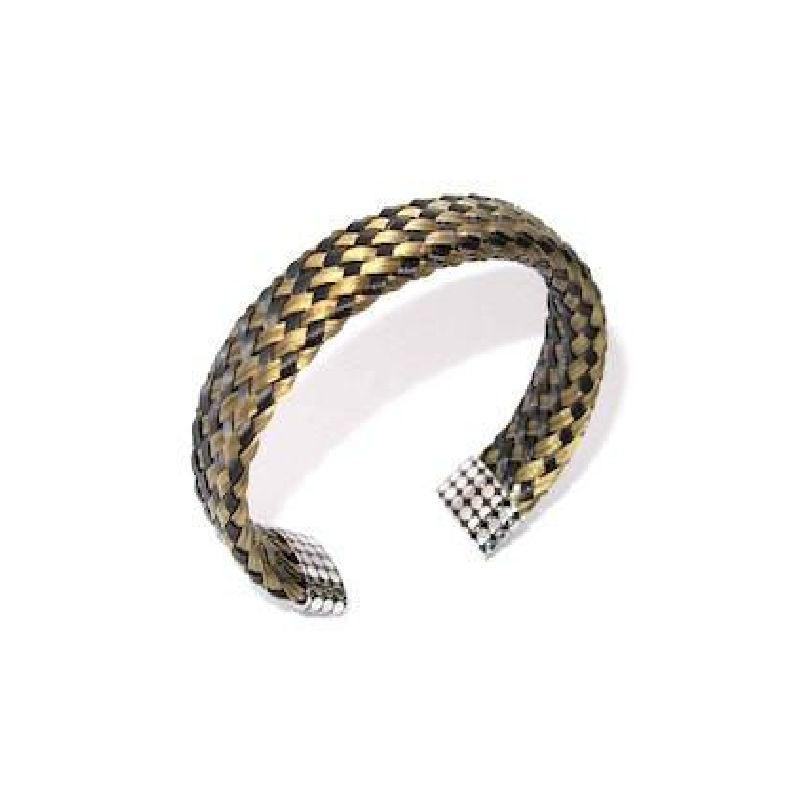 Cudworth Black and Gold Woven Steel Cuff Bracelet - Theodore Designs
