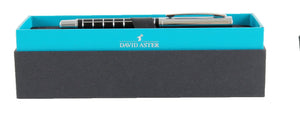 David Aster Black and Chrome Checker Fountain Pen - Theodore Designs