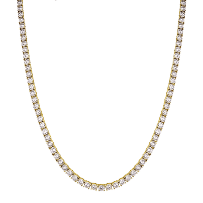5mm Single Row Iced Out Wholesale Tennis Choker Chain With yellow Gold Plated - Theodore Designs