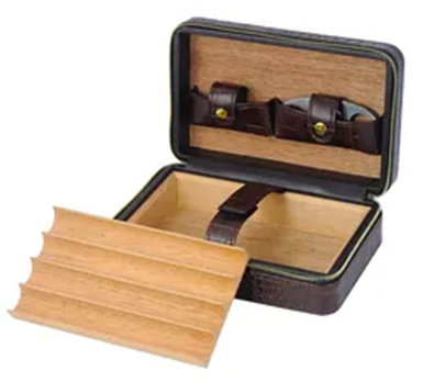 Theodore Portable Leather Cigar Holder Travel Humidor Case Hold 4 Cigars - Theodore Designs