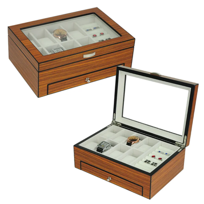 Theodore Matte Rosewood Veneer Wooden Watch & Jewelry Box with Drawer - Theodore Designs