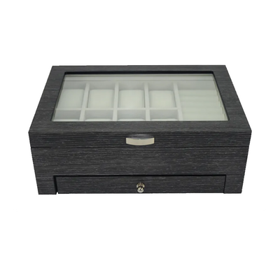 Theodore Matte Gingko Veneer Wooden Watch & Jewelry Box with Drawer - Theodore Designs
