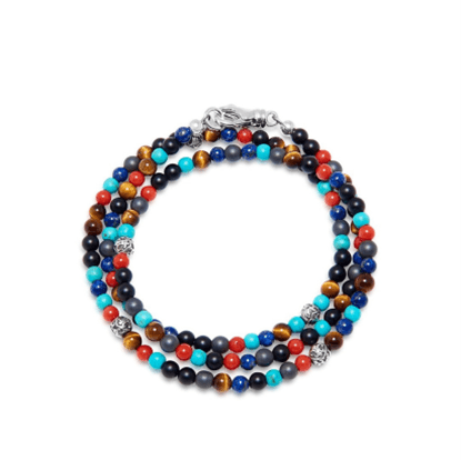 Theodore 3mm Turquoise, Red jasper Beads, Blue Lapis, Hematite and Onyx Necklace/Bracelet - Theodore Designs