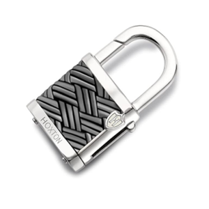 Hoxton London Mens Jewellery Sterling Silver Bamboo Leather Padlock Keyring - Theodore Designs