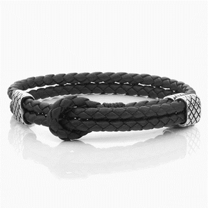 Theodore Stainless Steel Clasp Double Braided Leather Bracelet - Theodore Designs