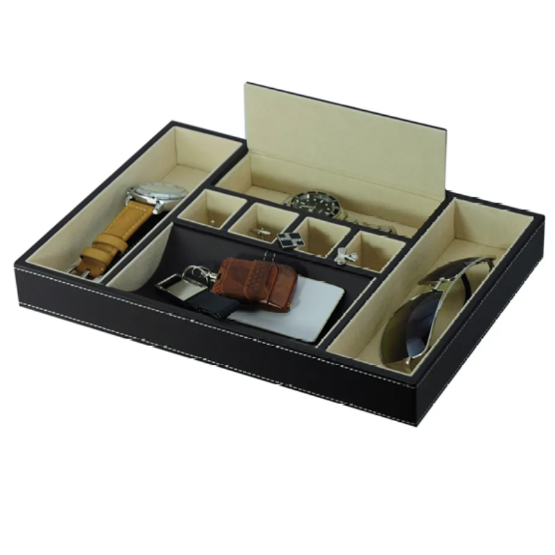 Theodore Multi-purpose Leather Valet Tray Desk or Dresser Organizer Storage Watch Sunglasses Key and Jewelry - Theodore Designs
