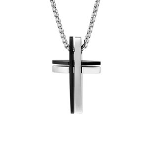 Theodore Stainless Steel Double Cross Pendant Necklace - Theodore Designs