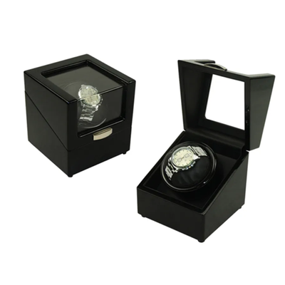 Theodore Automatic Single Watch Winder Box Black, Wooden Single Silent Watch Display Box Storage Case - Theodore Designs