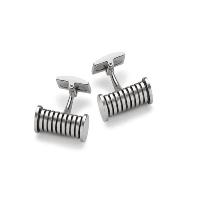 Hoxton London Men's Sterling Silver Striped Cylindrical  Cufflinks - Theodore Designs