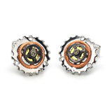 Rotatable Bicycle Gear Rhodium Trio Color Plated Cufflinks