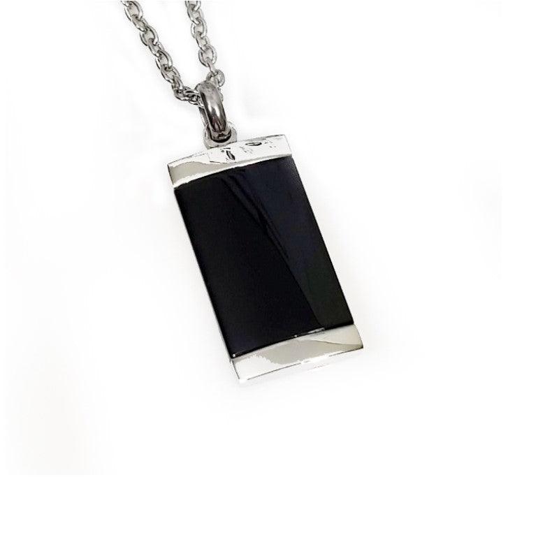 Stainless Steel Black Onyx Pendant and Chain Necklace - Theodore Designs