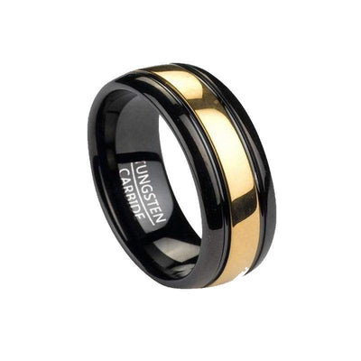 Theodore Black & Gold Tungsten Carbide Ring Band - Theodore Designs