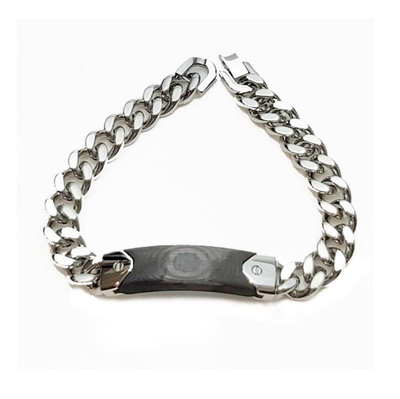 Theodore Black Carbon Fiber and  Stainless Steel Curb Link Bracelet - Theodore Designs