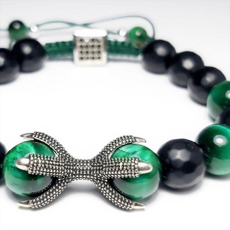 Theodore Black Faceted Agate and Green Tiger Eye  Beaded Bracelet - Theodore Designs