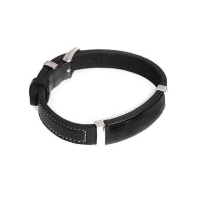 Theodore Black Leather Onyx and  Stainless Steel Bracelet - Theodore Designs