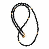 Theodore 4mm Natural Black Onyx and 9k gold spacer beads necklace
