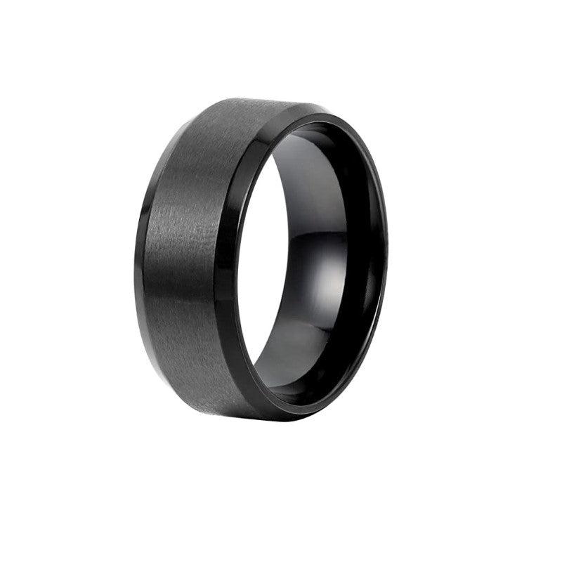 Theodore Black Satin Finish Tungsten Carbide Beveled Edge Ring - Theodore Designs