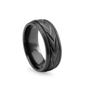 Theodore Black Zirconium Patterned Men's Ring - Theodore Designs