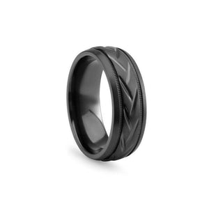 Theodore Black Zirconium Patterned Men's Ring - Theodore Designs