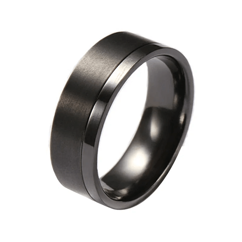 Theodore Black Zirconium Ring with Brushed  and Matte Finish - Theodore Designs
