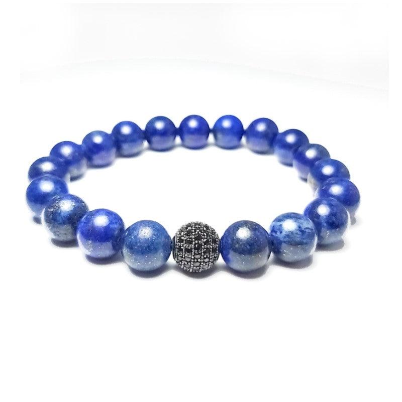Theodore Blue lapis lazuli and  Pave Bead Bracelet - Theodore Designs