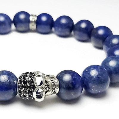 Theodore Blue Lapis Lazuli and Pave Skull Bracelet - Theodore Designs