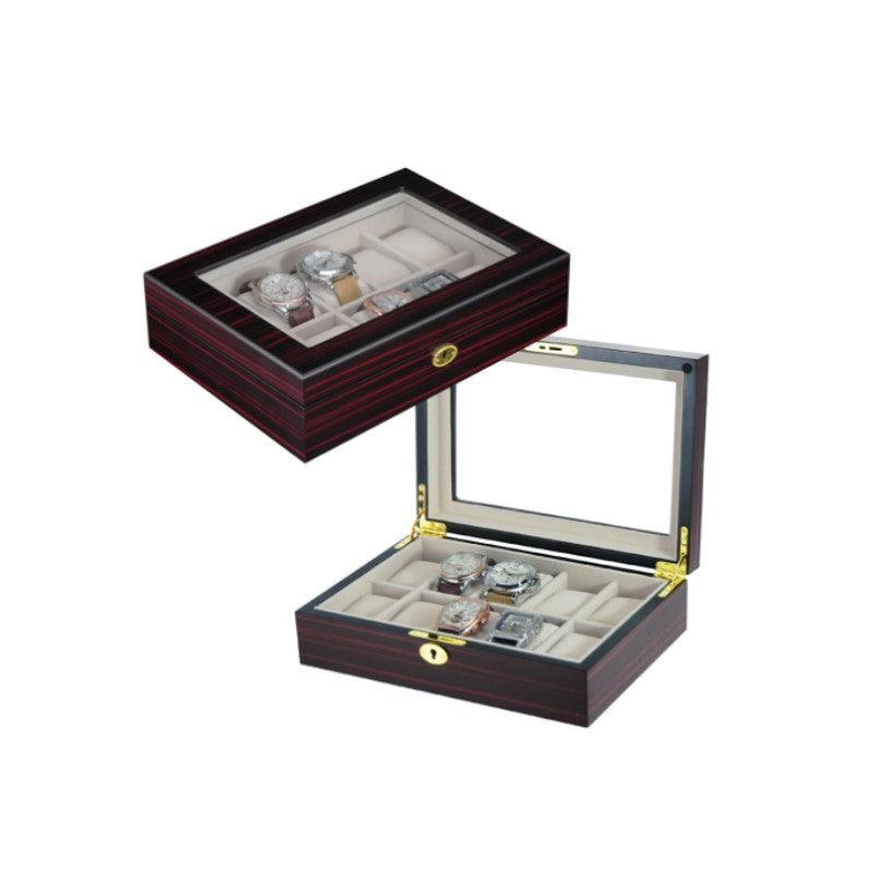 Theodore Classic Ebony Wooden Watch Box for 10 Piece Watch Display Case - Theodore Designs
