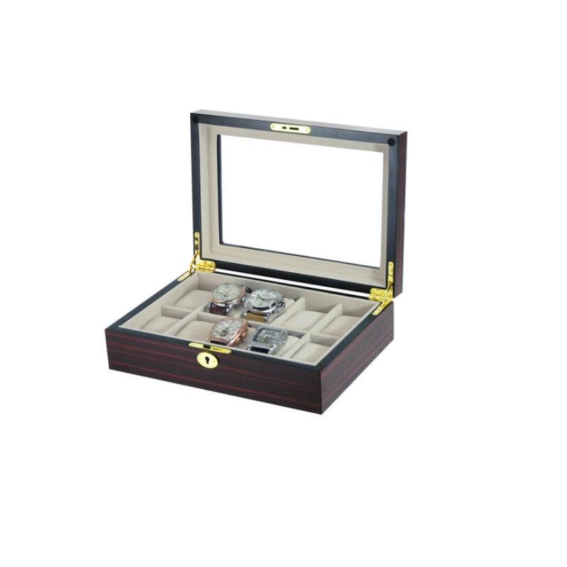 Theodore Classic Ebony Wooden Watch Box for 10 Piece Watch Display Case - Theodore Designs