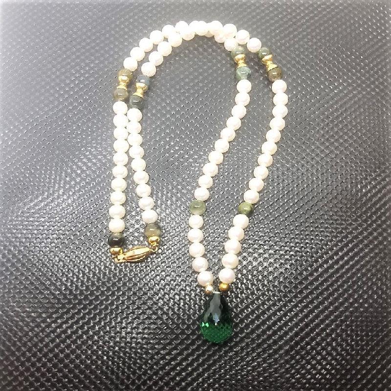 Theodore  Cultured Pearls and Briolette Quartz Tourmaline Beaded Necklace - Theodore Designs
