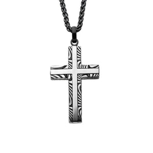 Theodore Damascus Steel Cross Pendant - Theodore Designs