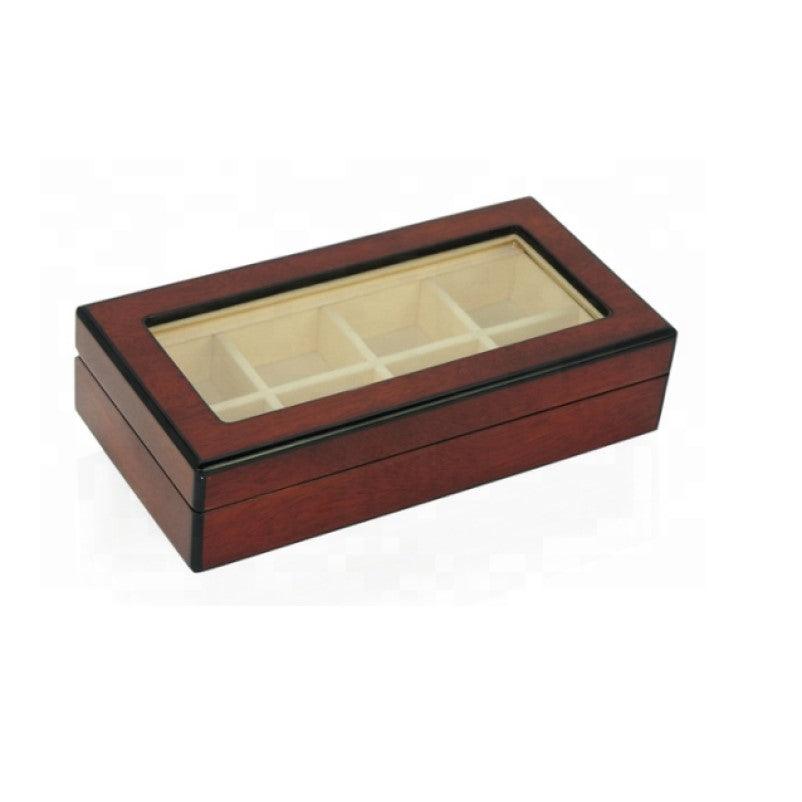 Theodore Gloss Cherry Mini  Wooden Cufflinks Box for 8 Pairs Storage - Theodore Designs