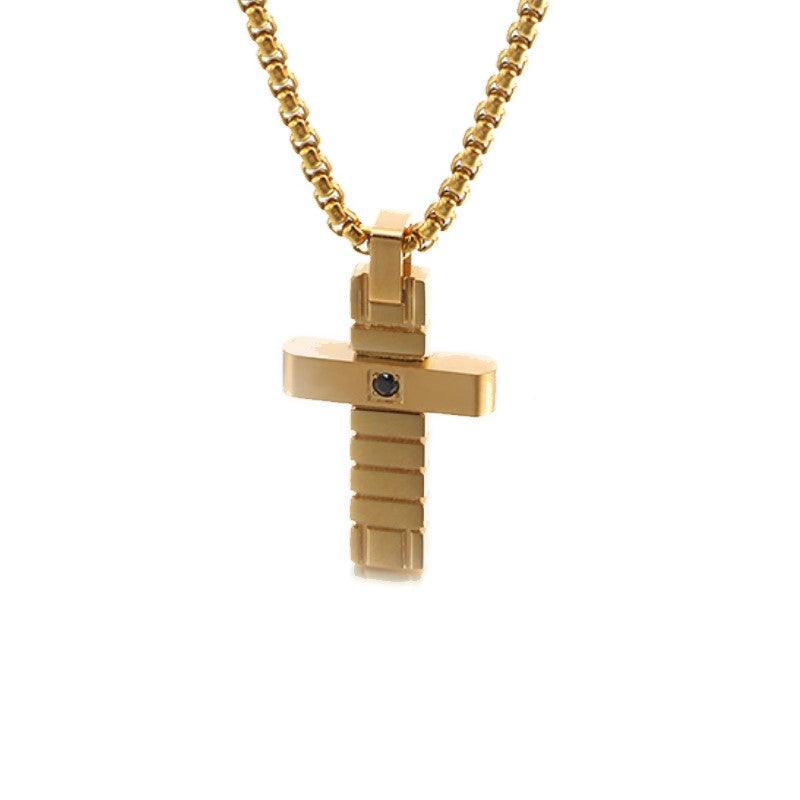 Theodore Gold and Stainless Steel Men's Cross Pendant - Theodore Designs