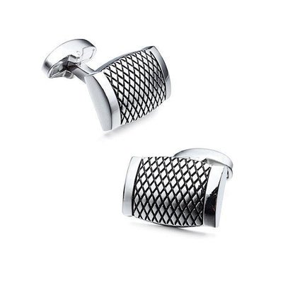Theodore Gunmetal Grill Rectangle Cufflinks - Theodore Designs