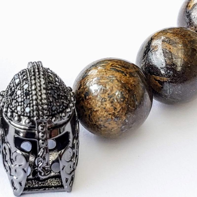 Theodore Helmet and Natural Bronzite Stone Beads Bracelet - Theodore Designs