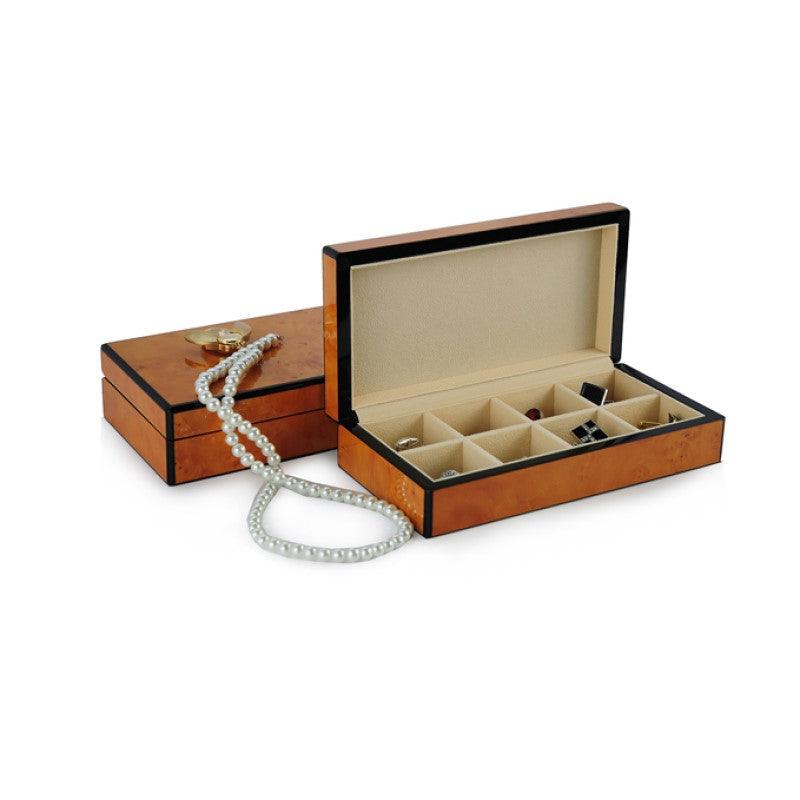 Theodore High Gloss Burl Wooden Cufflinks Box for 8 Pairs Storage - Theodore Designs