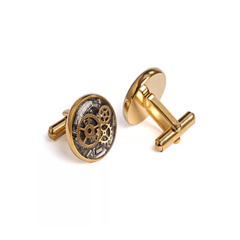 Theodore Mechanical Watch IP Plated Yellow Gold Stainless Steel Cufflinks - Theodore Designs