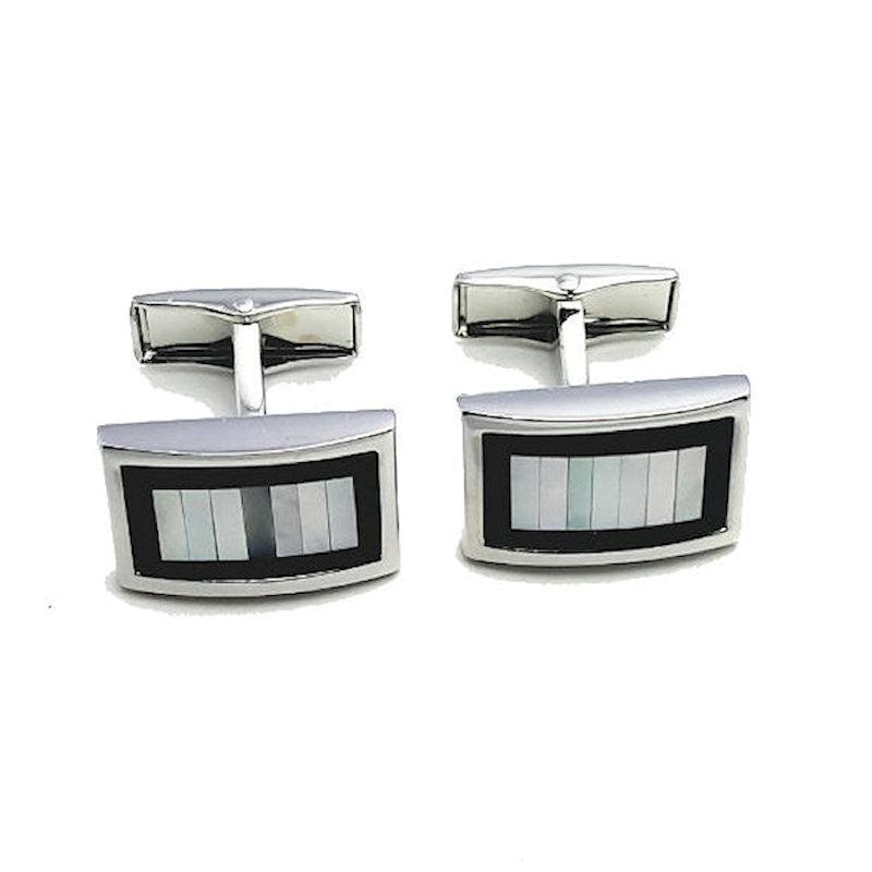 Theodore Mother of Pearl and Onyx Cufflinks - Theodore Designs