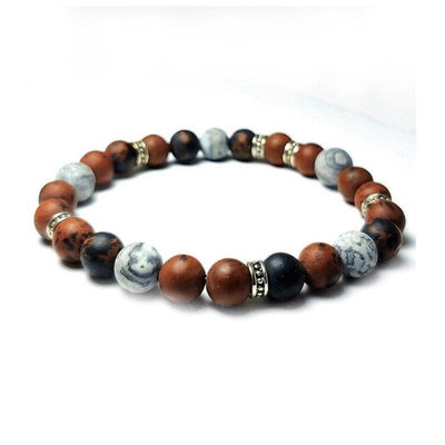 Theodore Natural Gray and Brown Jasper Beads Bracelet - Theodore Designs