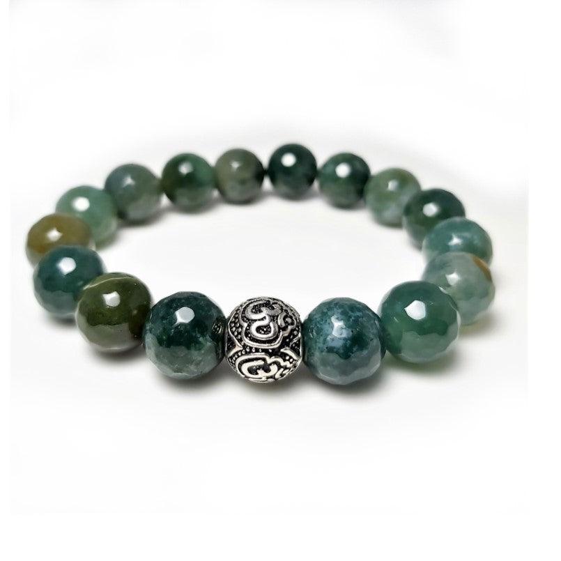 Theodore Natural Green Moss Agate Beads Bracelet - Theodore Designs