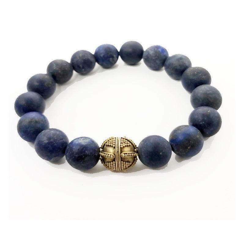Theodore Natural Matte Lapis Lazuli and Vermeil Gold Bracelet - Theodore Designs