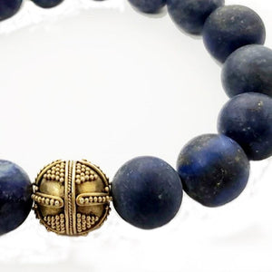 Theodore Natural Matte Lapis Lazuli and Vermeil Gold Bracelet - Theodore Designs
