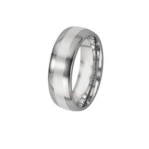 Theodore Silver Tungsten Carbide Polished & Brushed Finish Edge Ring - Theodore Designs