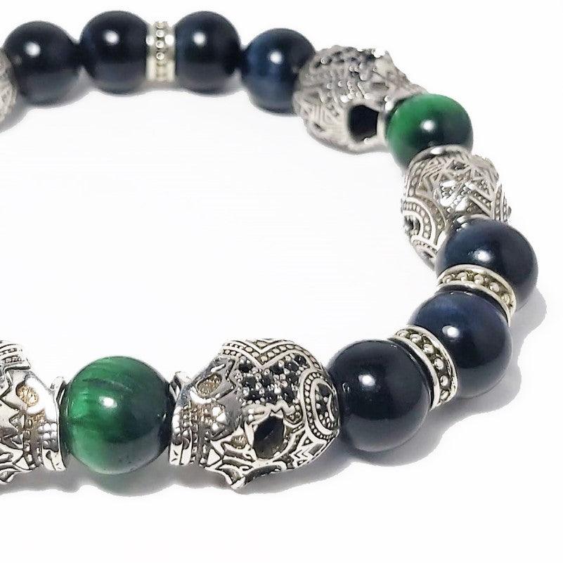 Theodore Skull and Natural Stone Beads Bracelet - Theodore Designs
